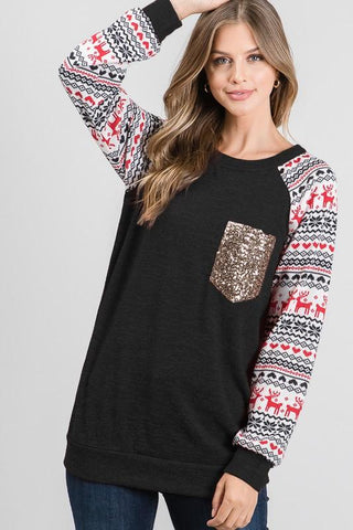 All That Glitters Christmas Top in Black