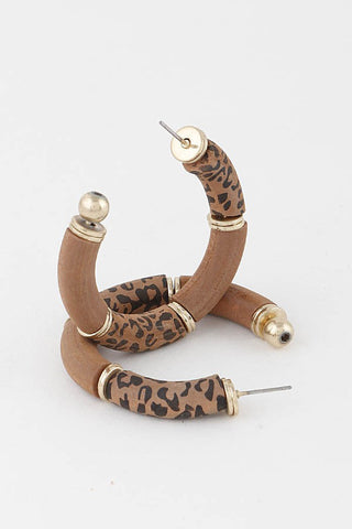 Leopard Print Hoop Earrings in Brown