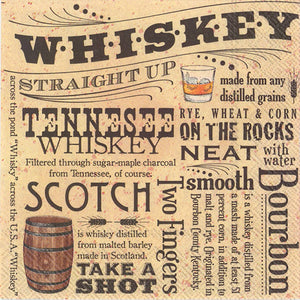 Paper Cocktail Napkins Pack of 20 Whiskey