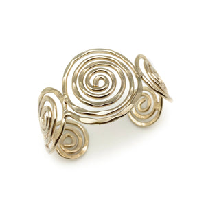 Gold Plated Adjustable Cuff Bracelet - Spiral Circles
