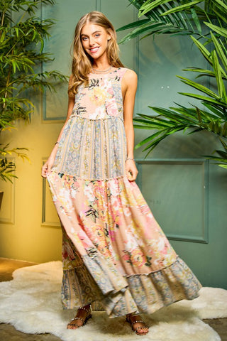 Boho Striped Midi Long Dress
