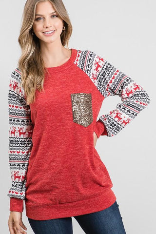 All That Glitters Christmas Top in Red