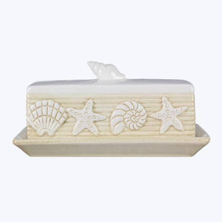 Ceramic Beach Boho Shell Design Butter Dish