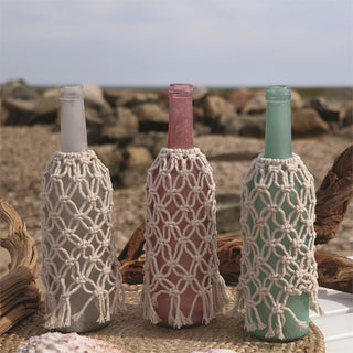 Frosted Glass Bottle with Macrame Cover