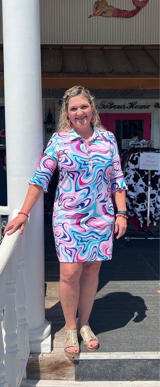 Marin Printed Polo Dress - Catalina