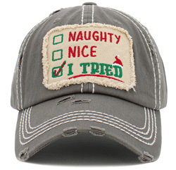 Naughty Nice I Tried Vintage Hat - Gray