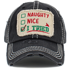 Naughty Nice I Tried Vintage Hat - Black