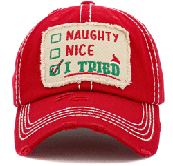 Naughty Nice I Tried Vintage Hat - Red