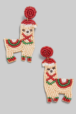 Beaded Christmas Llama Earrings
