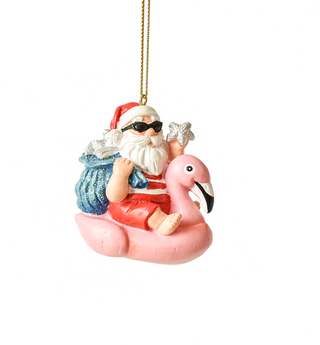 Inflatable Flamingo Santa Ornament