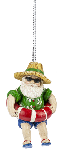 Santa In Inner Tube Ornament