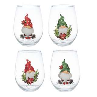Holiday Gnome Stemless Wine Glass *4 Designs*
