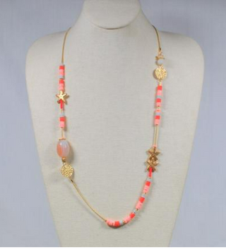 Femo Beaded Starfish Necklace in Coral