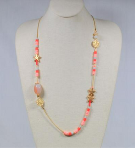 Femo Beaded Starfish Necklace in Coral