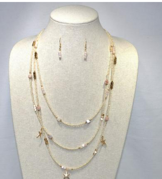 Beaded Starfish Necklace Set in Natural