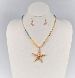 Crystal and Metal Beaded Necklace Set in Multi