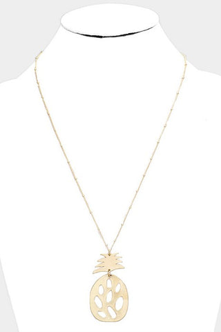 Cut out Pineapple Link Pendant Necklace in Gold