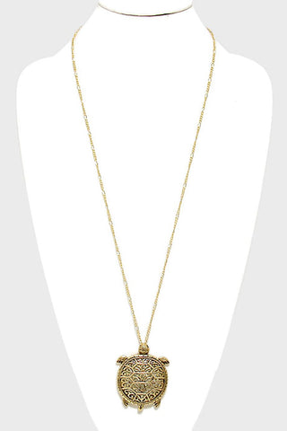 Turtle Magnifying Necklace in Gold