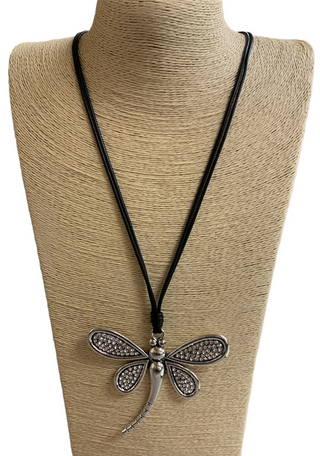 Rhinestone Dragonfly Necklace