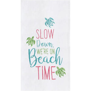 Slow Down, We're on Beach Time Kitchen Towel
