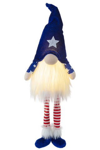 LED Patriotic Gnome- Blue Star Hat