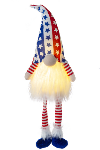 LED Patriotic Gnome- Striped Hat