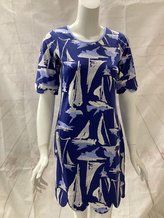 Patricia Nautical Scallop Sheath Dress - Bahama