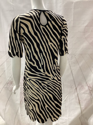 Patricia Printed Scallop Sheath Dress - Dazzled Zebra