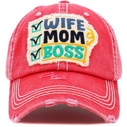 Wife Mom Boss Vintage Hat - Pink