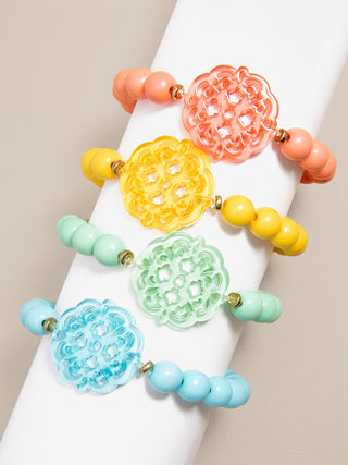 Allure Resin Charm Beaded Bracelet - Available in 13 Colors